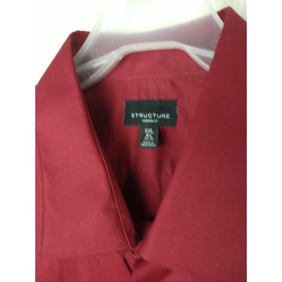 $ Structure Men's XXL Shirt Red Modern Fit Collared Button Long Sleeve - Picture 2 of 9